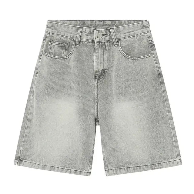 Men's Vintage Blue Denim Shorts Casual Loose