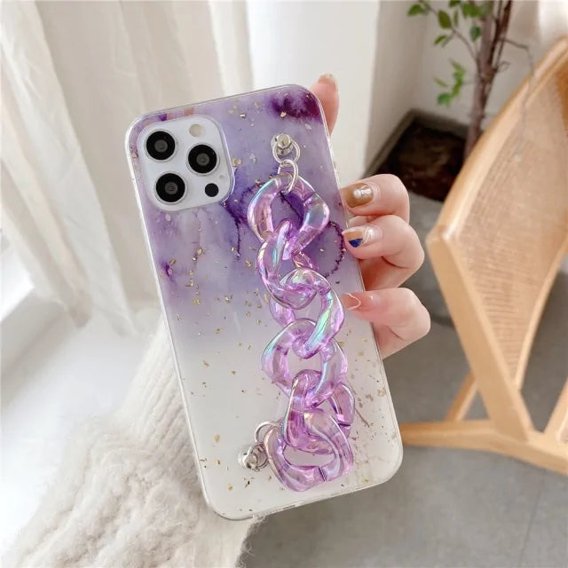 Purple Bracelet Marble Texture Case for iPhone