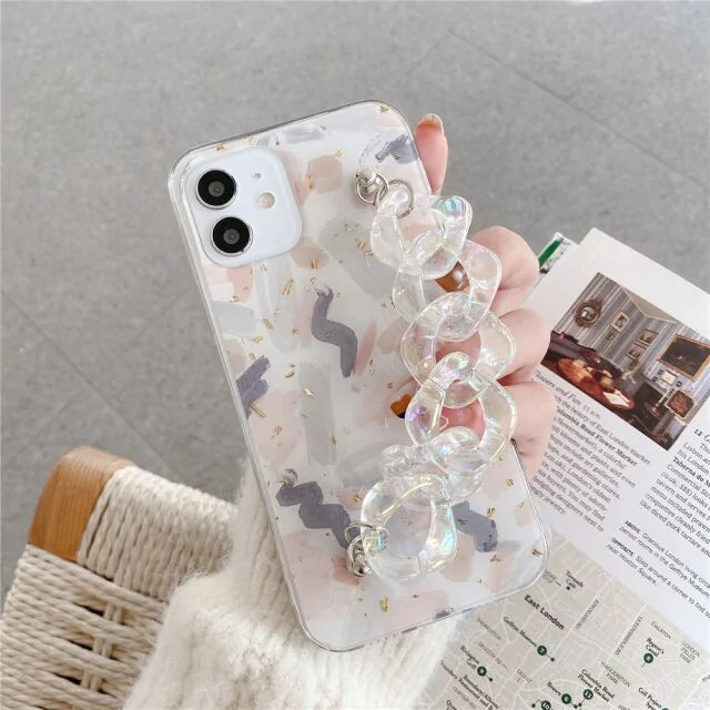 Purple Bracelet Marble Texture Case for iPhone