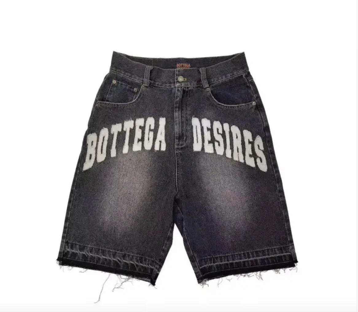 New Fashion Men's Loose Fashion Fashion Brand Retro Alphabet Denim Shorts