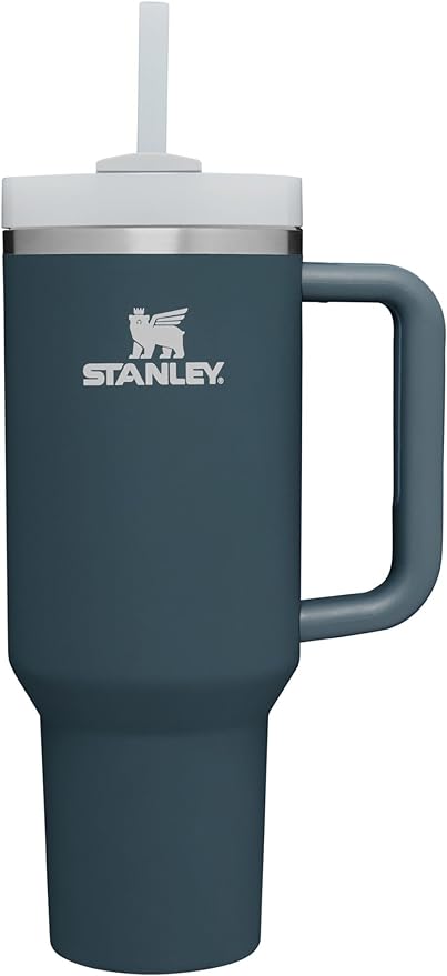 "Stanley Quencher H2.0 Soft Matte Stainless Steel Tumbler with Lid and Straw, 40oz - Stormy Sea, Vacuum Insulated for Iced and Cold Drinks"