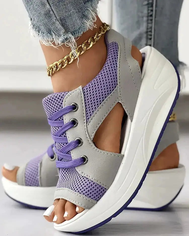 Women's Summer Open Toe Sneakers with Cut Out Design