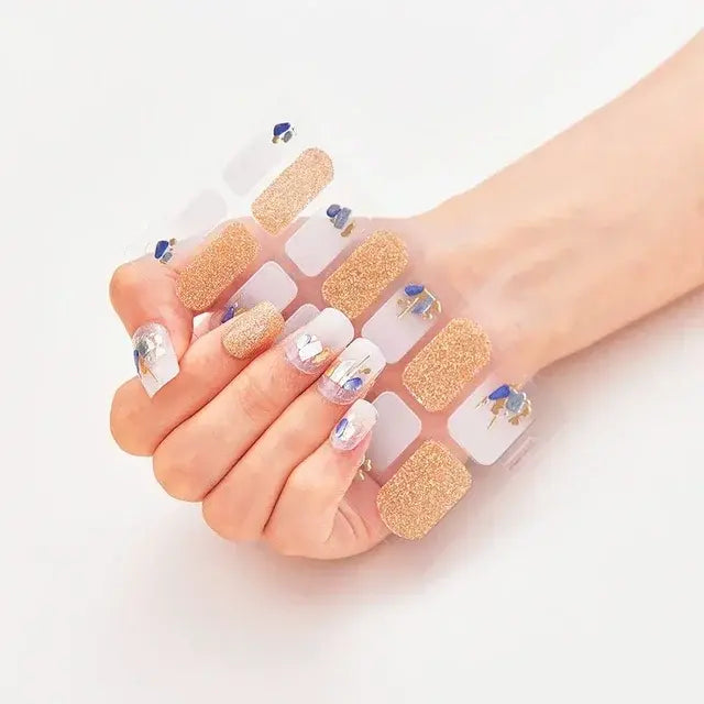 Semi Cured Gel Nail Wraps Full Cover Adhesive Manicure Decoration