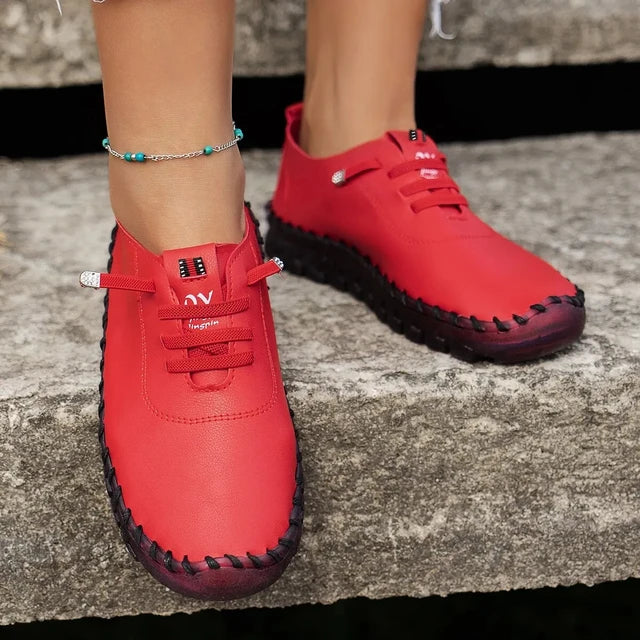 Platform Leather Lace Up Moccasins for Women