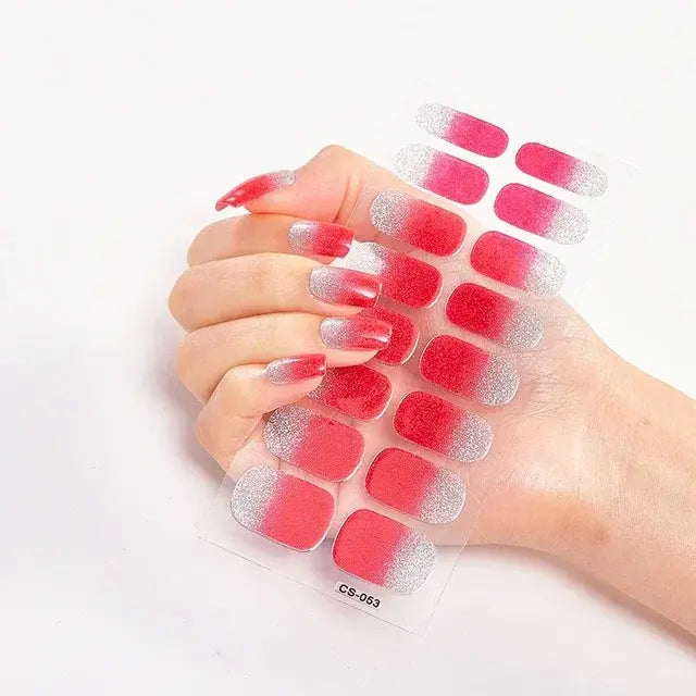 Semi Cured Gel Nail Wraps Full Cover Adhesive Manicure Decoration