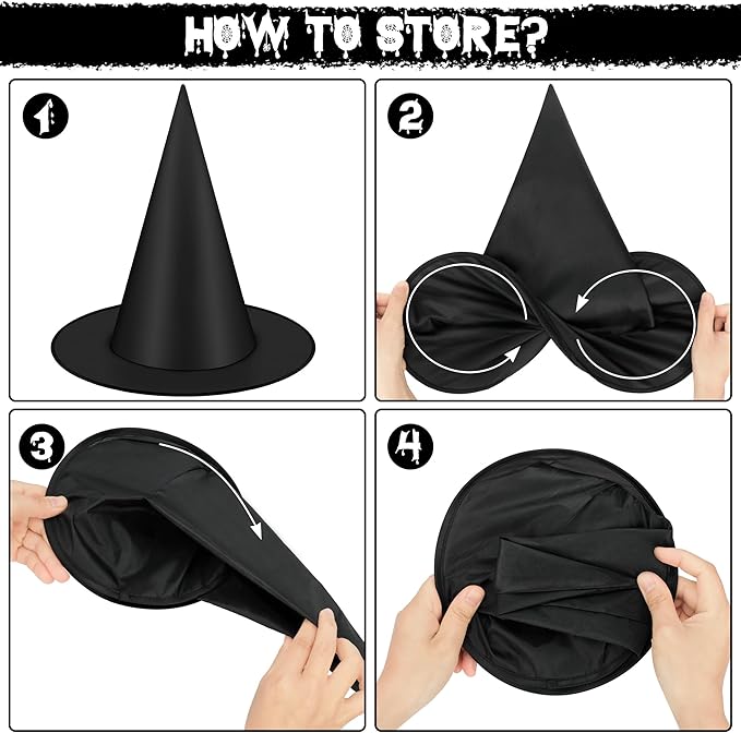 Hanging Halloween Decor & Costume Accessories "12 PCS Black Witch Hats"
