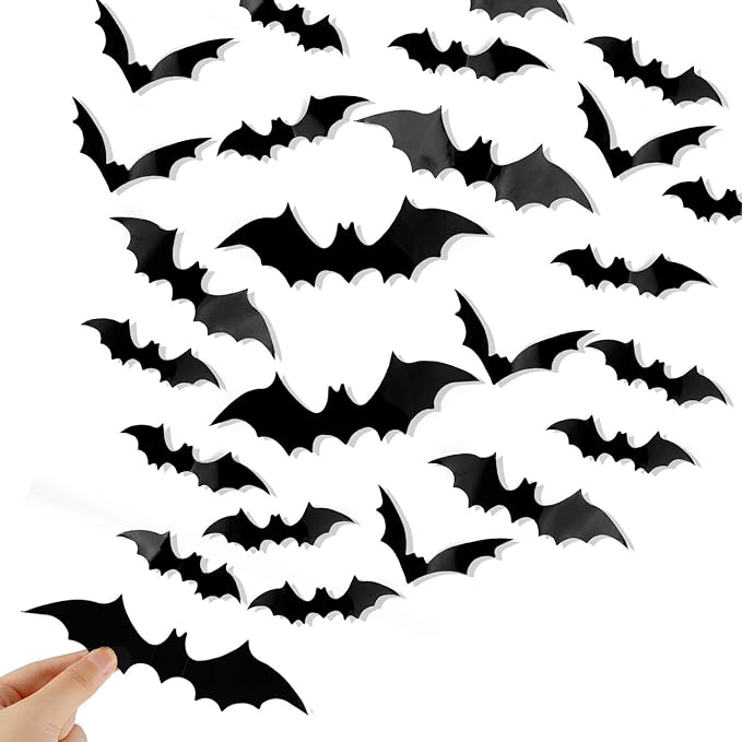 3D Bat Wall Decor Stickers – Waterproof Halloween Decoration""120 Pcs