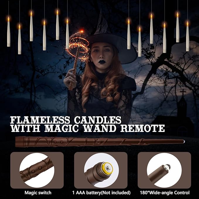 Halloween Decorations for Indoor/Outdoor "Parties 20pcs Floating Flameless Candles with Wand Remote"