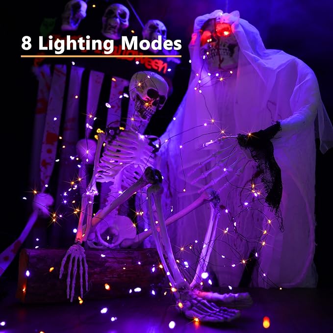 Brizled Orange & Purple Halloween Lights, 2 Pack, 78ft, 240 LEDs