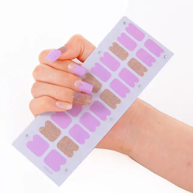 Semi Cured Gel Nail Wraps Full Cover Adhesive Manicure Decoration