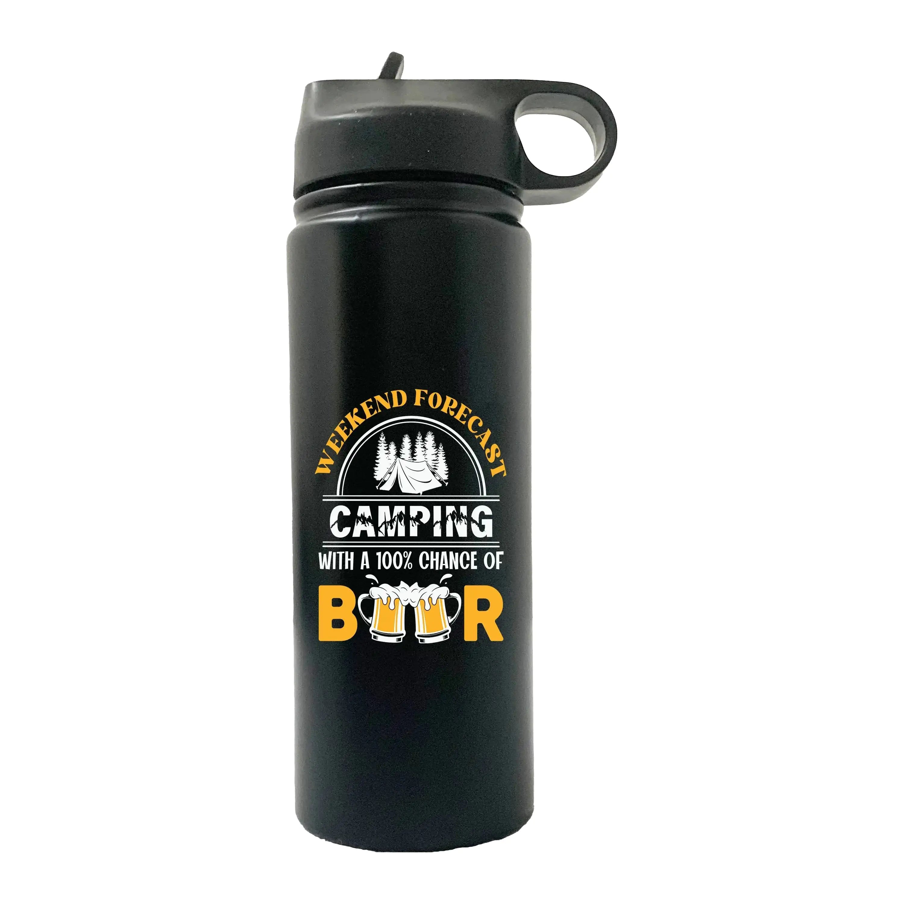 Weekend Forecast, Camping with 100% Beer 20oz Sport Bottle