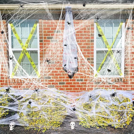 Super Stretch Cobwebs for Halloween Decor -900 sqft Spider Webs with 30 Fake Spiders