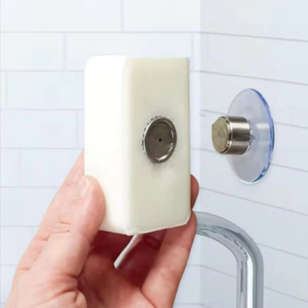 Magnetic Wall-Mounted Stainless Steel Soap Dish - Sleek Suction Cup Holder for Kitchen & Bathroom Bliss!