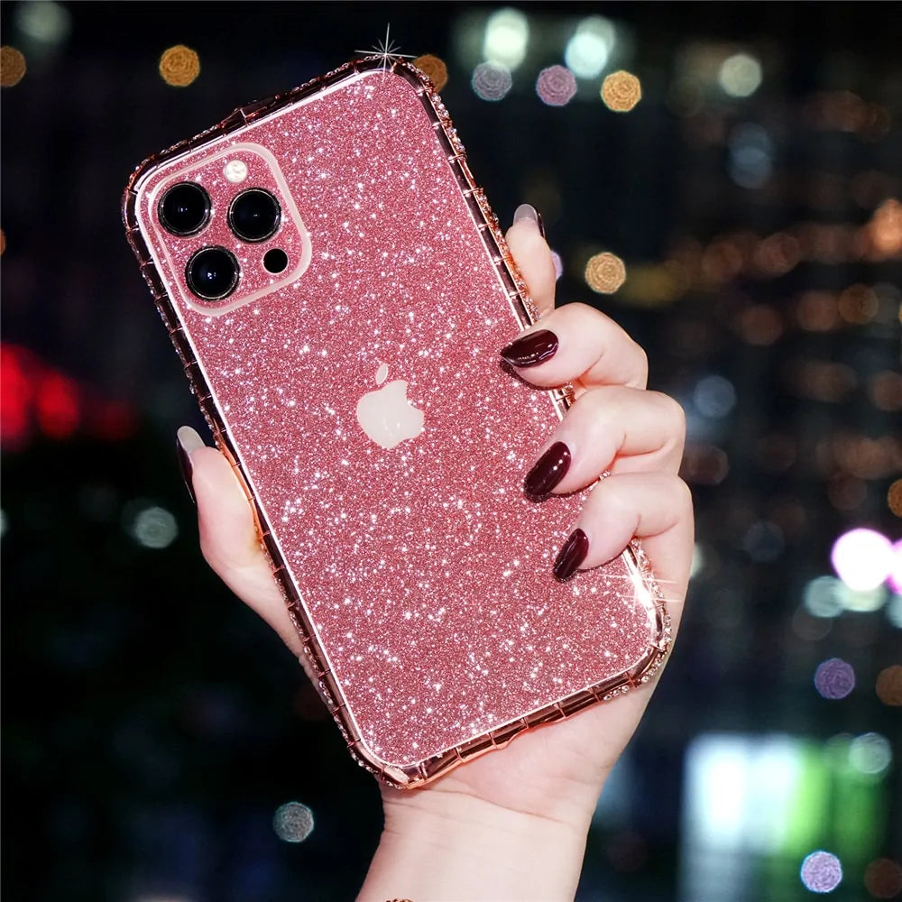 Rhinestone Metal Bumper Phone Cover For iPhone