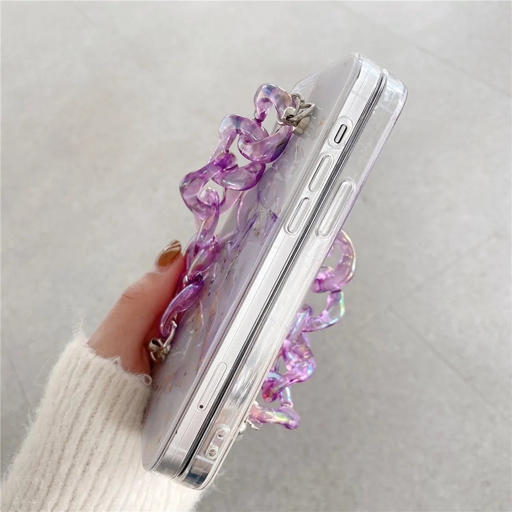 Purple Bracelet Marble Texture Case for iPhone