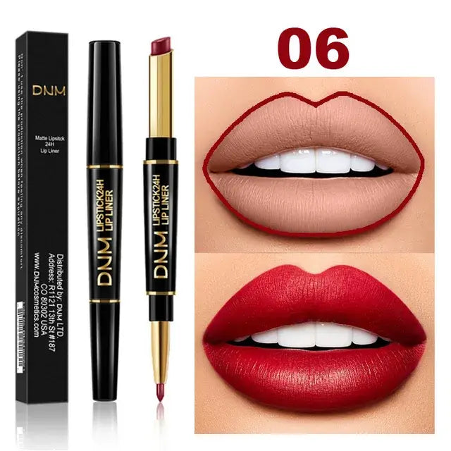 Double Ended Matte Lipstick Long Lasting Wateproof Lipsticks Brand Lip Makeup Cosmetics Dark Red Lips Liner Pencil Beauty