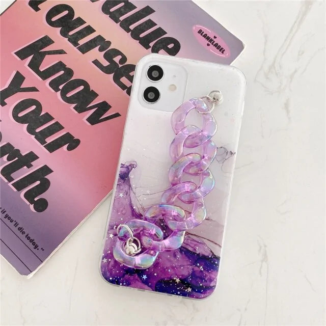 Purple Bracelet Marble Texture Case for iPhone