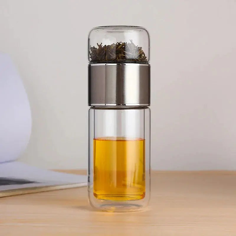 390ml High Borosilicate Glass Double Layer Tea Infuser Tumbler Drinkware Bottle