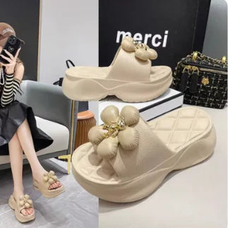 High Platform Slippers Women’s Solid Color Thick Sole Sandals