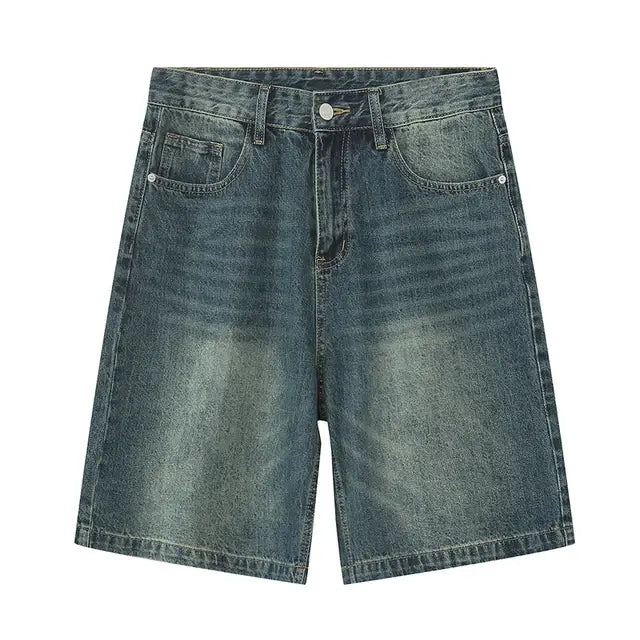 Men's Vintage Blue Denim Shorts Casual Loose