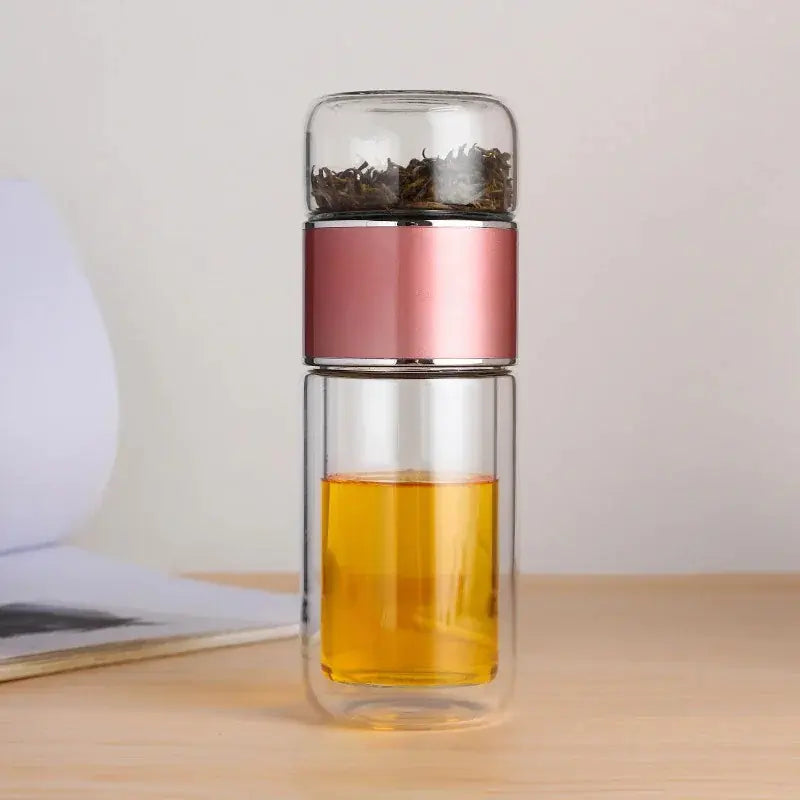 390ml High Borosilicate Glass Double Layer Tea Infuser Tumbler Drinkware Bottle