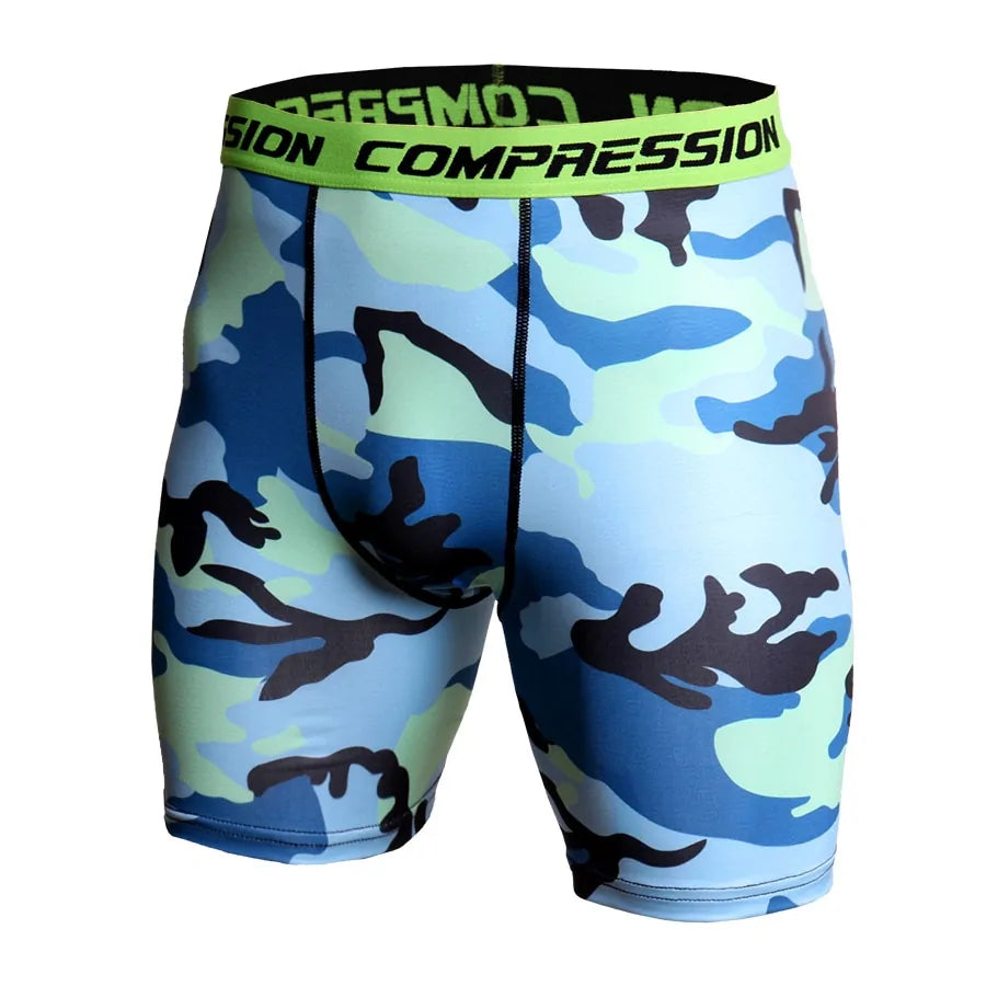 Men's Compression Camo Athletic Tights Shorts: 3D Print Skinny Bottoms