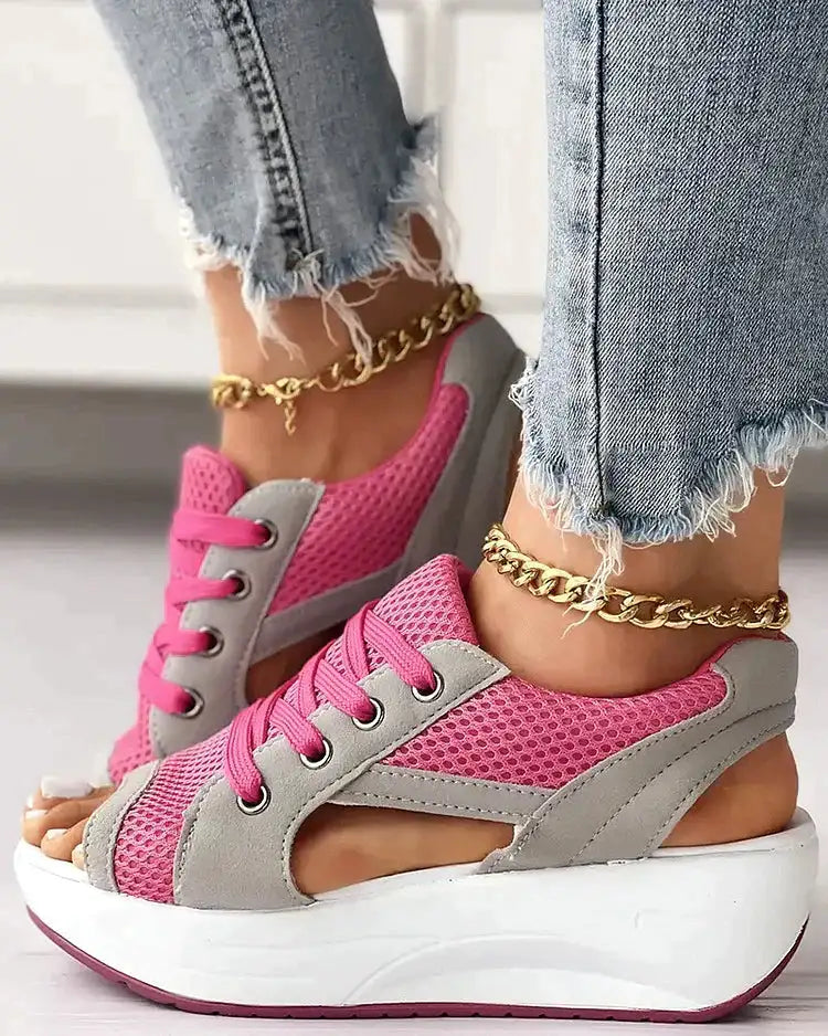 Women's Summer Open Toe Sneakers with Cut Out Design