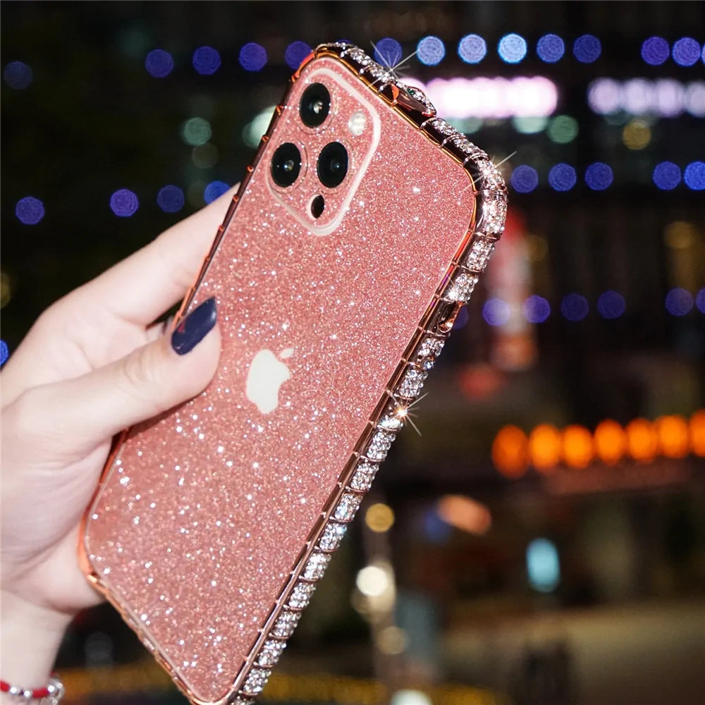 Rhinestone Metal Bumper Phone Cover For iPhone