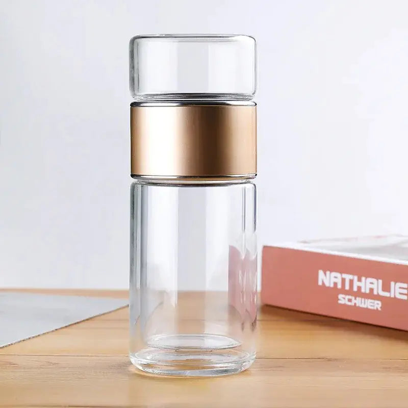 390ml High Borosilicate Glass Double Layer Tea Infuser Tumbler Drinkware Bottle