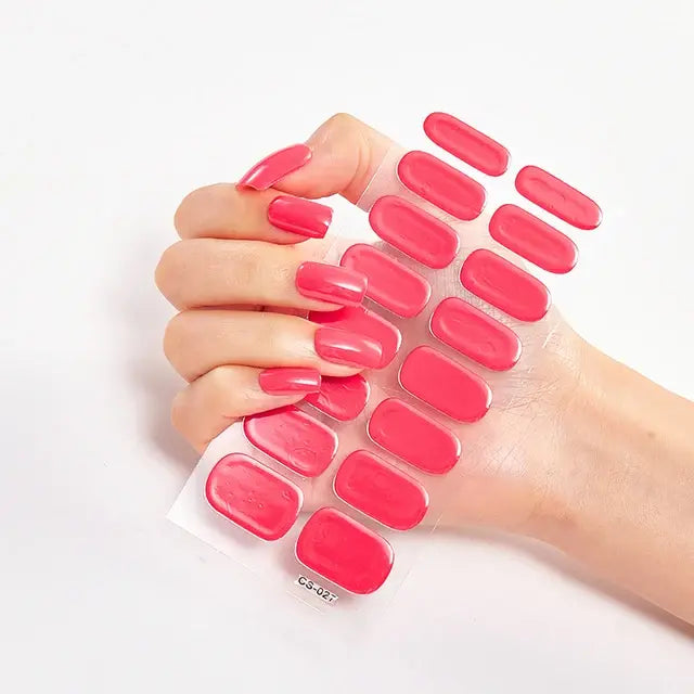 Semi Cured Gel Nail Wraps Full Cover Adhesive Manicure Decoration