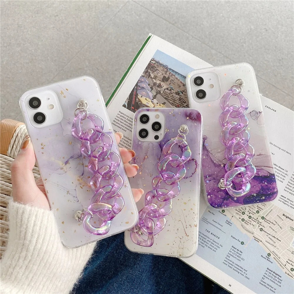 Purple Bracelet Marble Texture Case for iPhone