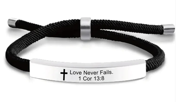 Stainless Steel Scripture Cross Bracelet