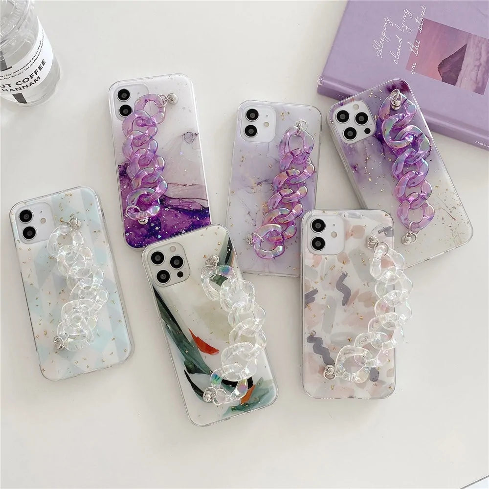 Purple Bracelet Marble Texture Case for iPhone