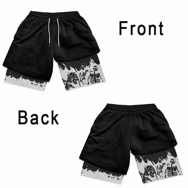 Men's Double-Layered Anime Shorts for Summer Sports