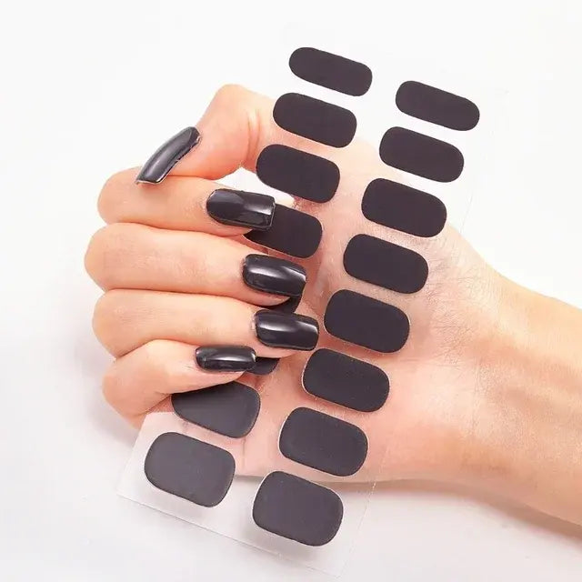 Semi Cured Gel Nail Wraps Full Cover Adhesive Manicure Decoration