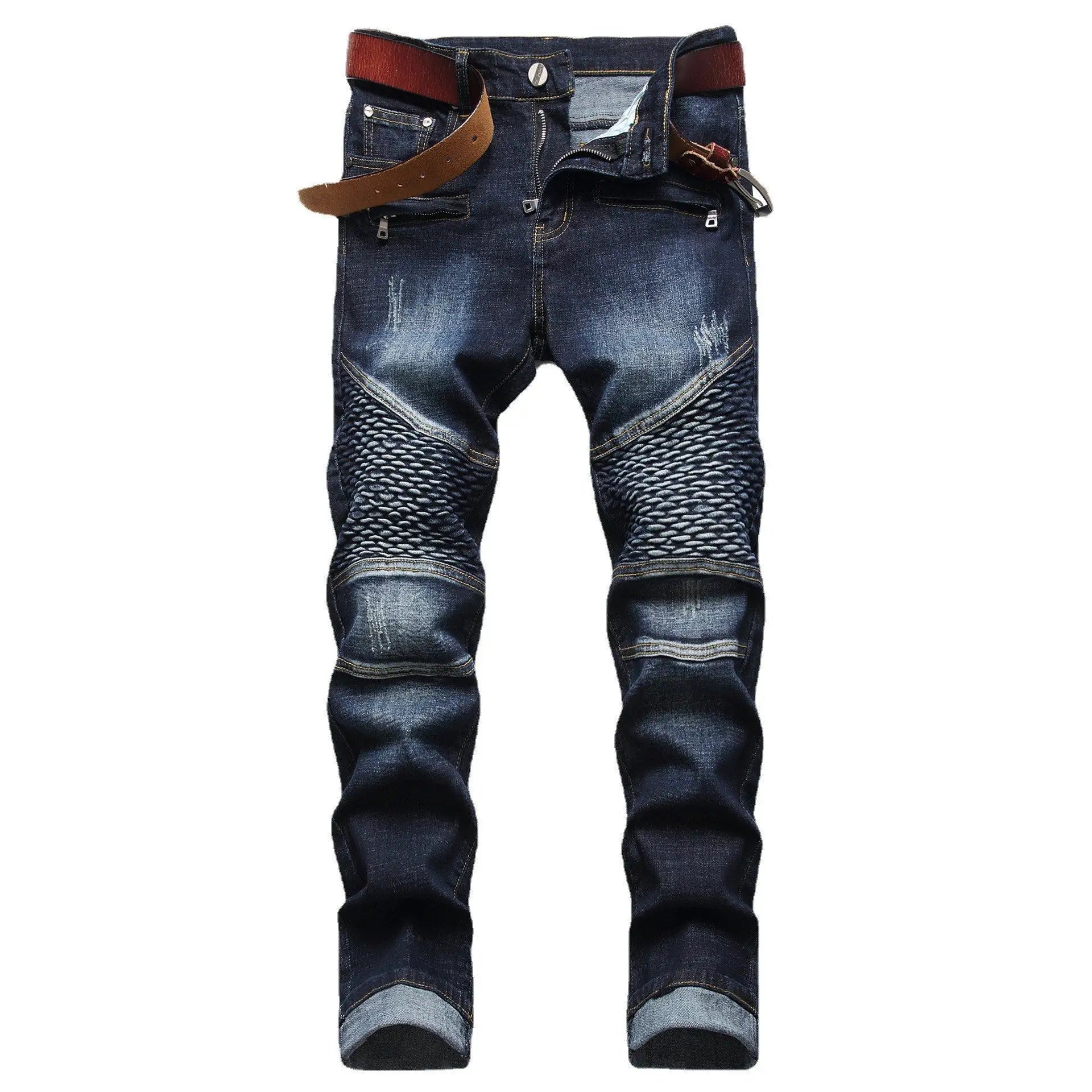 Men's Ripped Jeans Straight Fit Denim Pants