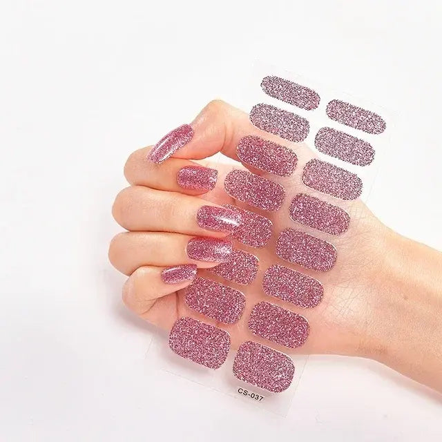 Semi Cured Gel Nail Wraps Full Cover Adhesive Manicure Decoration