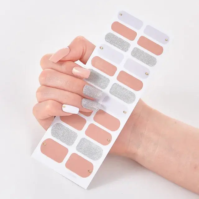 Semi Cured Gel Nail Wraps Full Cover Adhesive Manicure Decoration