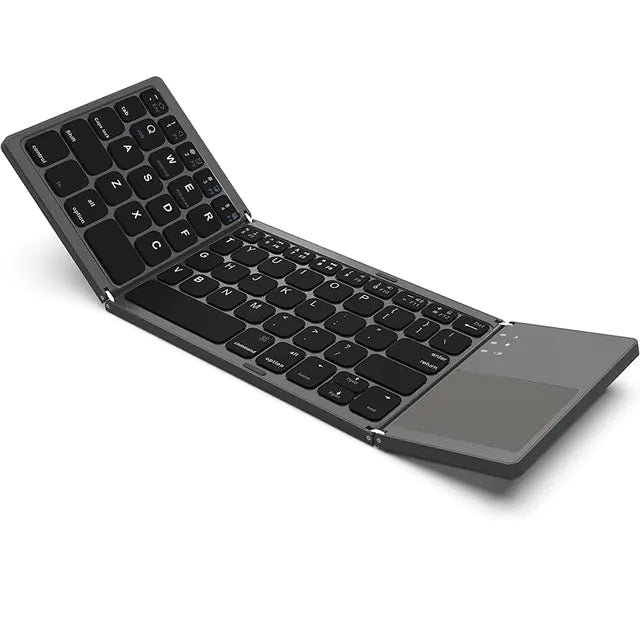 New Portable Mini Three Folding Bluetooth Keyboard with Wireless Foldable Touchpad Keypad