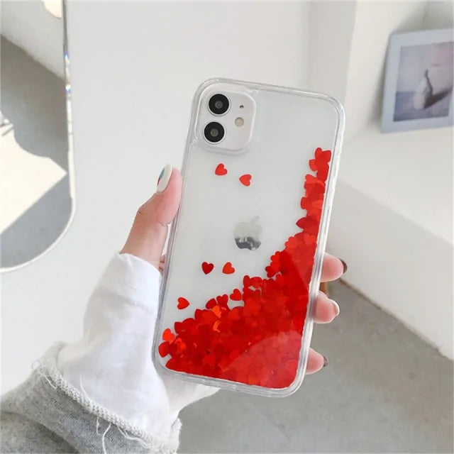 Glitter Love Heart Sequins Quicksand Phone Case