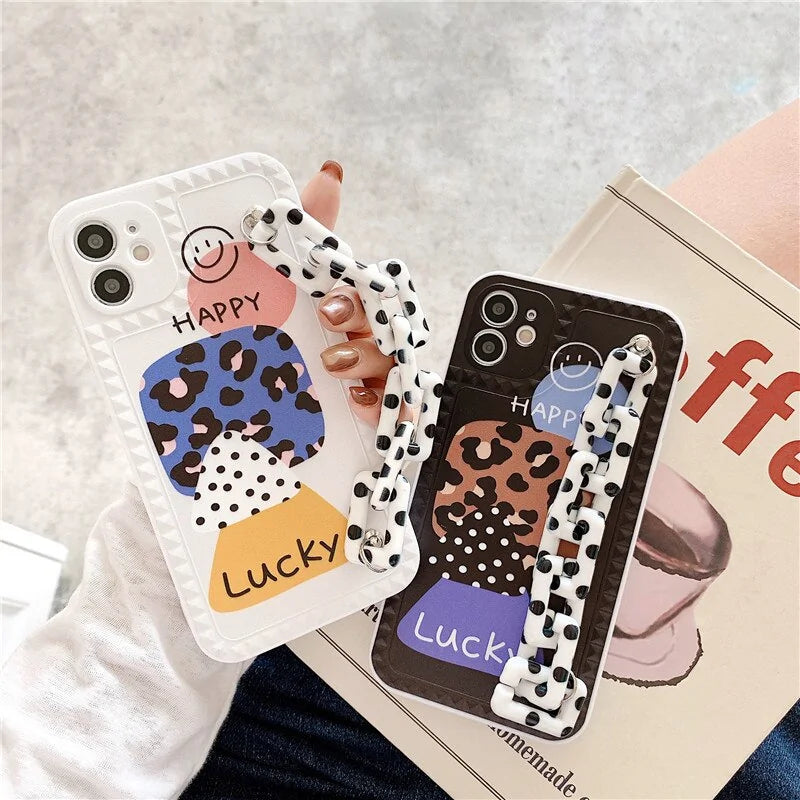 Leopard Print Letter Bracelet Case For iPhone