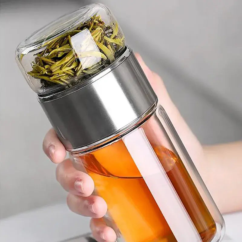 390ml High Borosilicate Glass Double Layer Tea Infuser Tumbler Drinkware Bottle