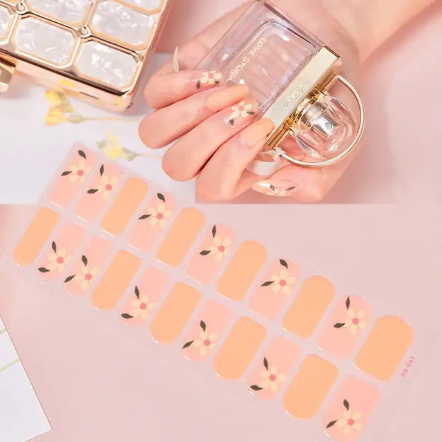 Semi Cured Gel Nail Wraps Full Cover Adhesive Manicure Decoration