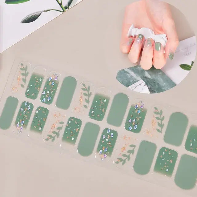 Semi Cured Gel Nail Wraps Full Cover Adhesive Manicure Decoration