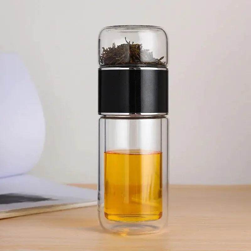 390ml High Borosilicate Glass Double Layer Tea Infuser Tumbler Drinkware Bottle