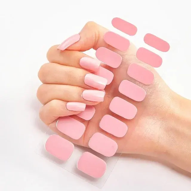 Semi Cured Gel Nail Wraps Full Cover Adhesive Manicure Decoration