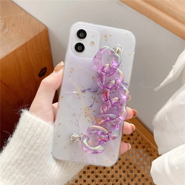 Purple Bracelet Marble Texture Case for iPhone