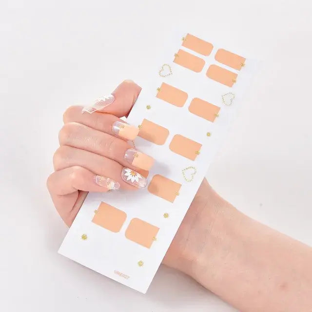 Semi Cured Gel Nail Wraps Full Cover Adhesive Manicure Decoration