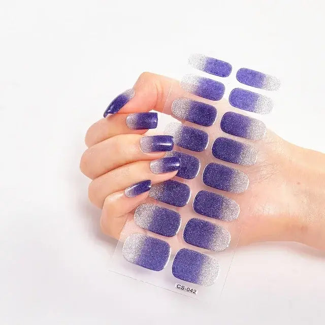 Semi Cured Gel Nail Wraps Full Cover Adhesive Manicure Decoration